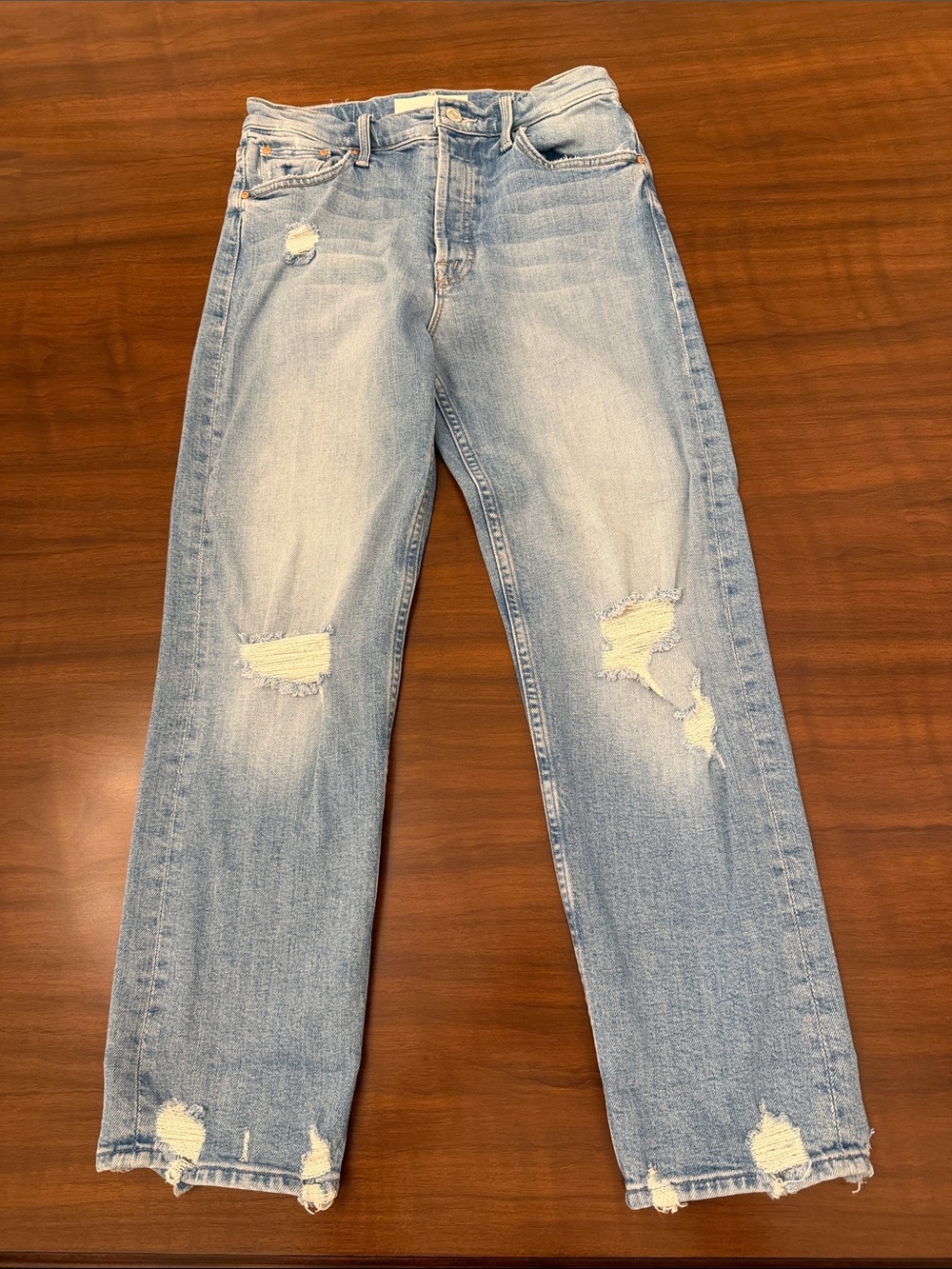 MOTHER Light Blue Distressed Relaxed Men's Jeans